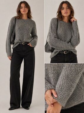 1. State • NWT Heather Gray Cozy Knit Crewneck Sweater
